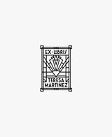 tuus ex libris bookplate personalised stamp geometric collection art deco